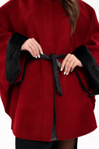 Genuine Scandinavian Mink Fur Double Face Wool Poncho - SJB-DIAMOND ELITES