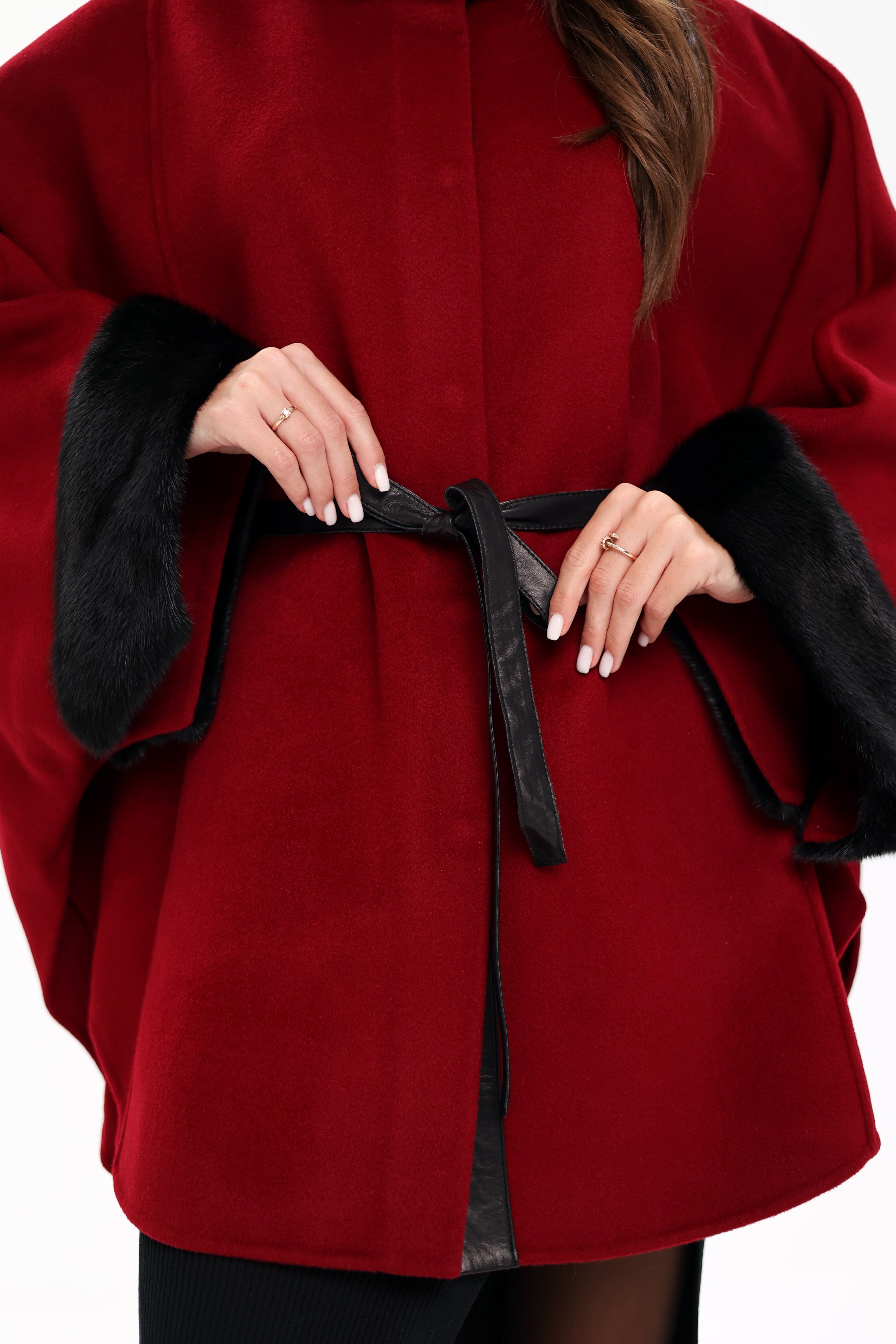 Genuine Scandinavian Mink Fur Double Face Wool Poncho - SJB-DIAMOND ELITES