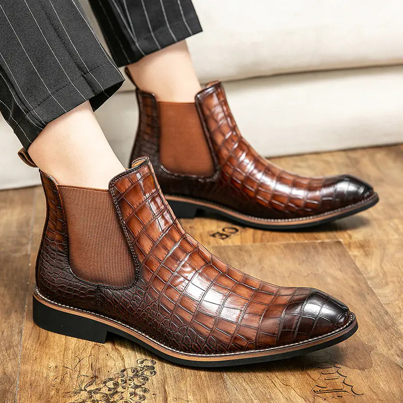 Men's Fashion Chelsea Boots - High-Top Leather Ankle Boots Pi-Mart