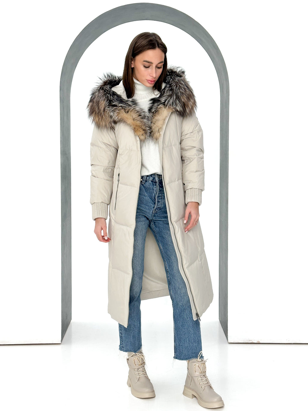 Alice Genuine Silver Fox Down Fill Coat - SJB-DIAMOND ELITES