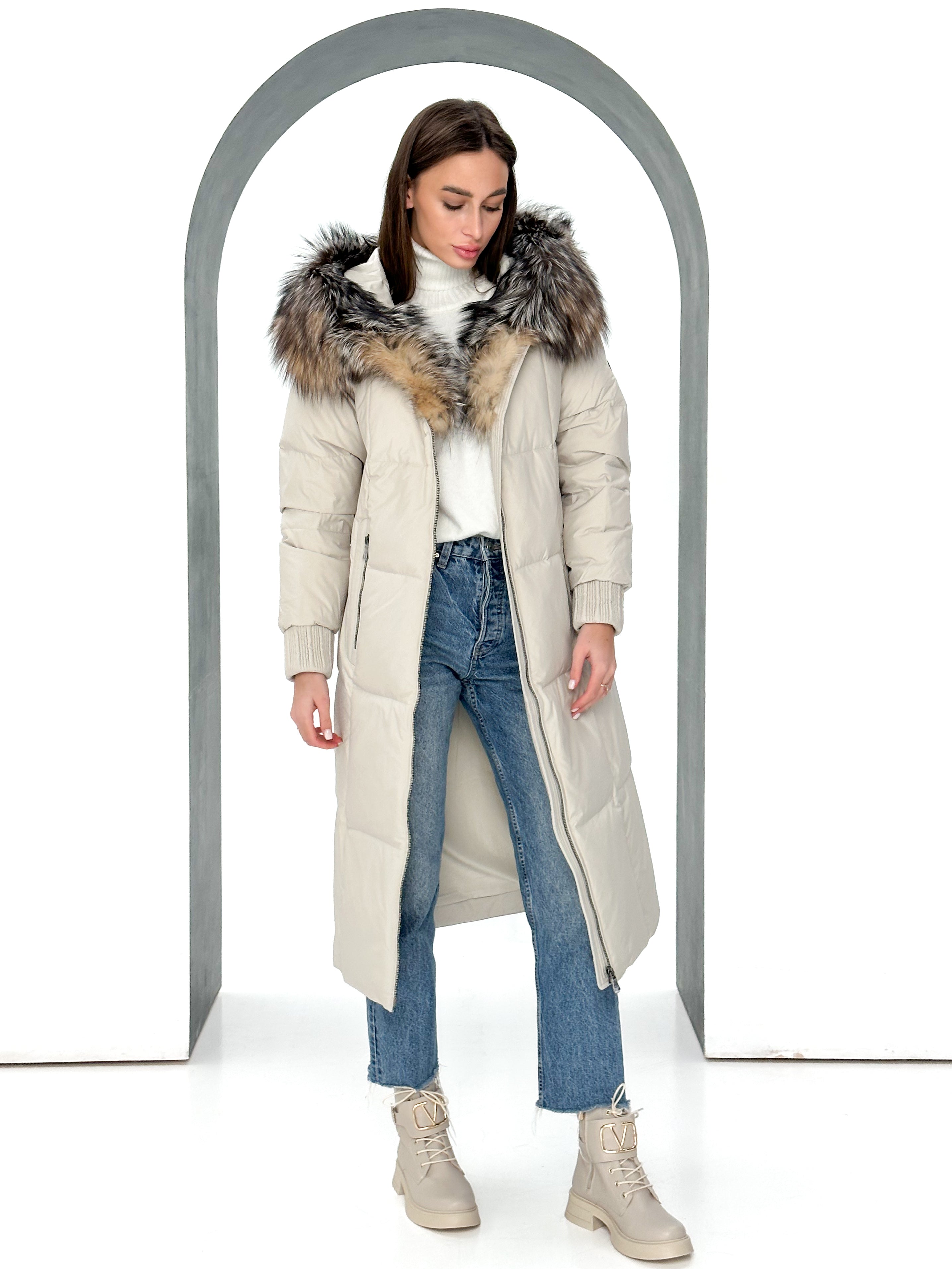 Alice Genuine Silver Fox Down Fill Coat - SJB-DIAMOND ELITES