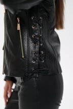 Genuine Mink Fur Embossed Leather Jacket - SJB-DIAMOND ELITES