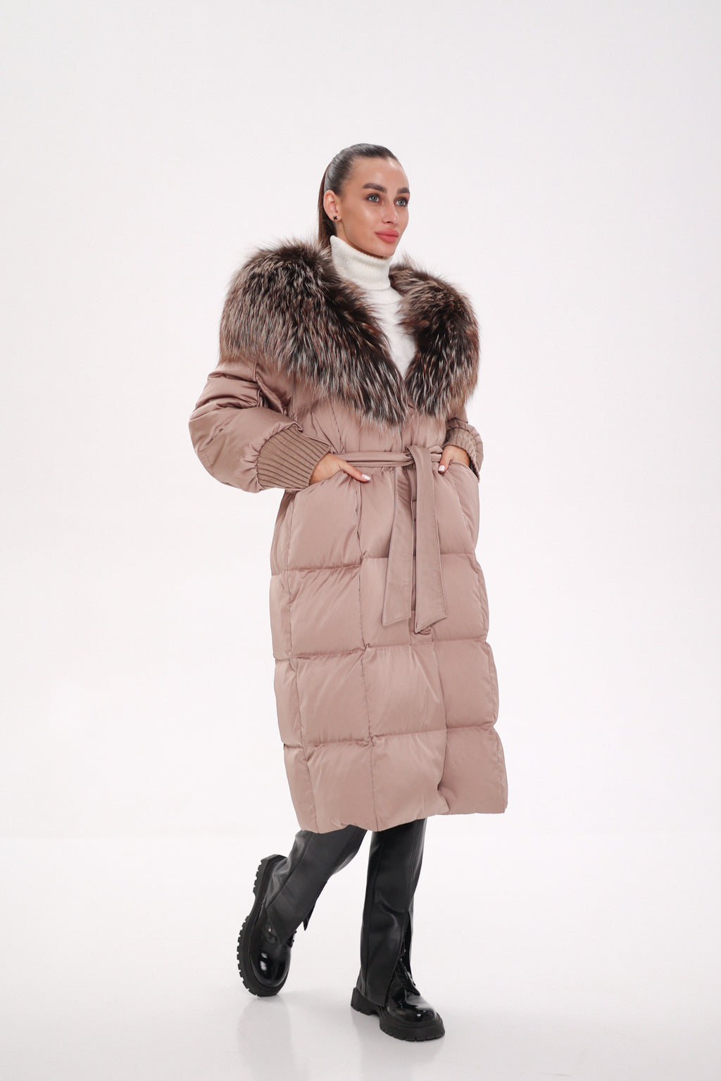 Rei Silver Fox Fully Lined Hood Down Coat in Blush - SJB-DIAMOND ELITES