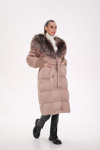 Rei Silver Fox Fully Lined Hood Down Coat in Blush - SJB-DIAMOND ELITES
