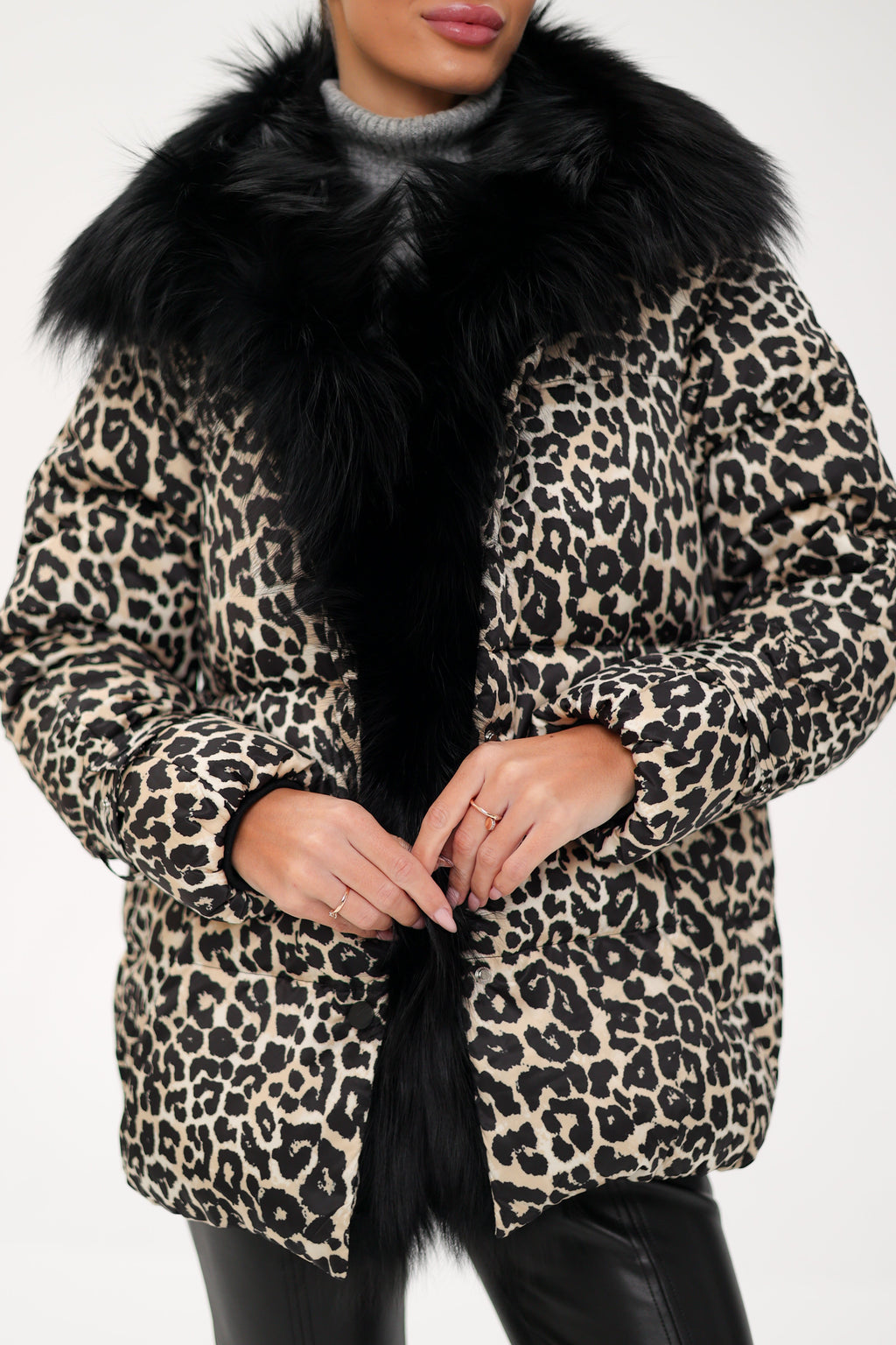 Genuine Polar Fox Leopard Luxe Down Parka - SJB-DIAMOND ELITES