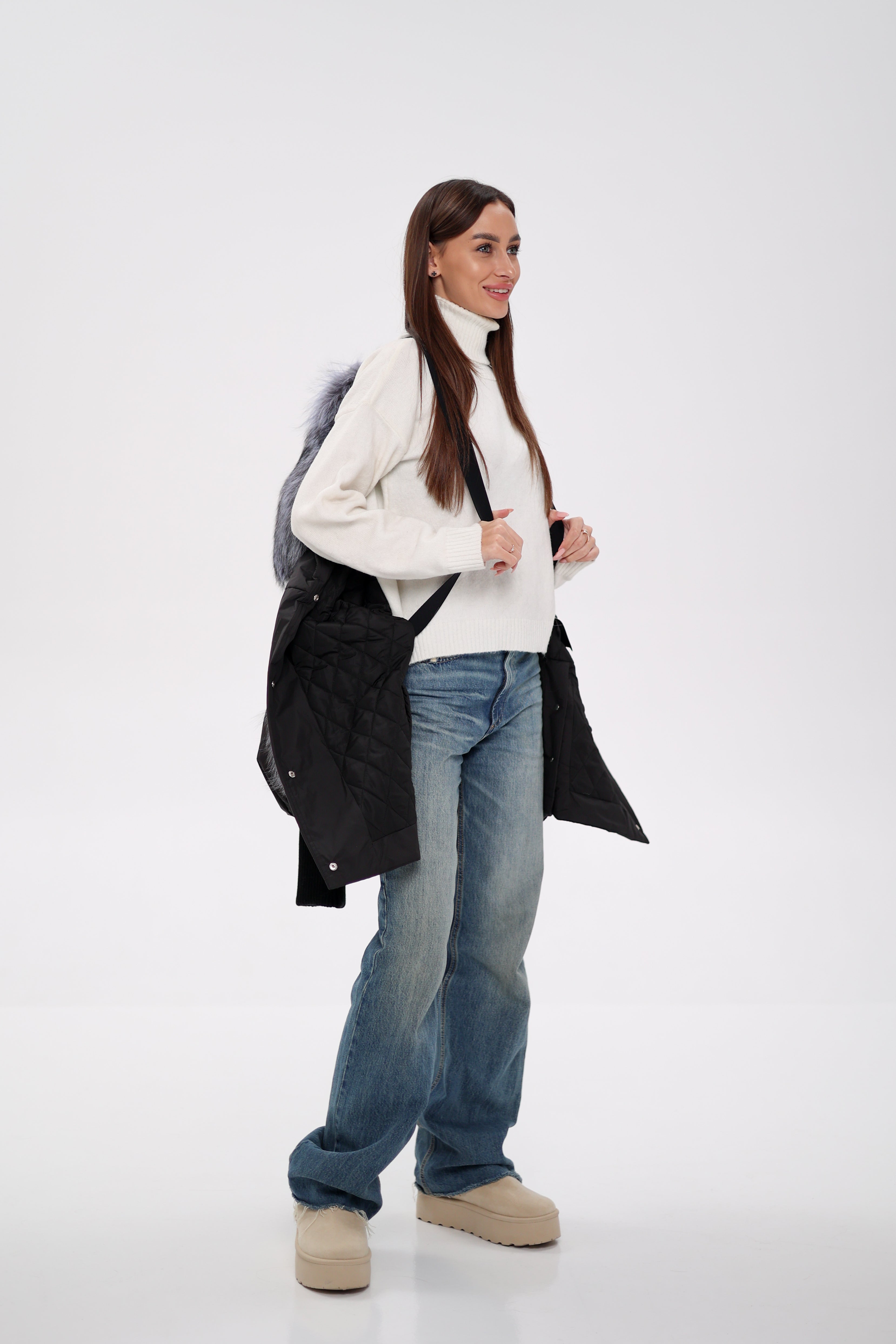 Genuine Silver Fox Down Fill Coat - SJB-DIAMOND ELITES