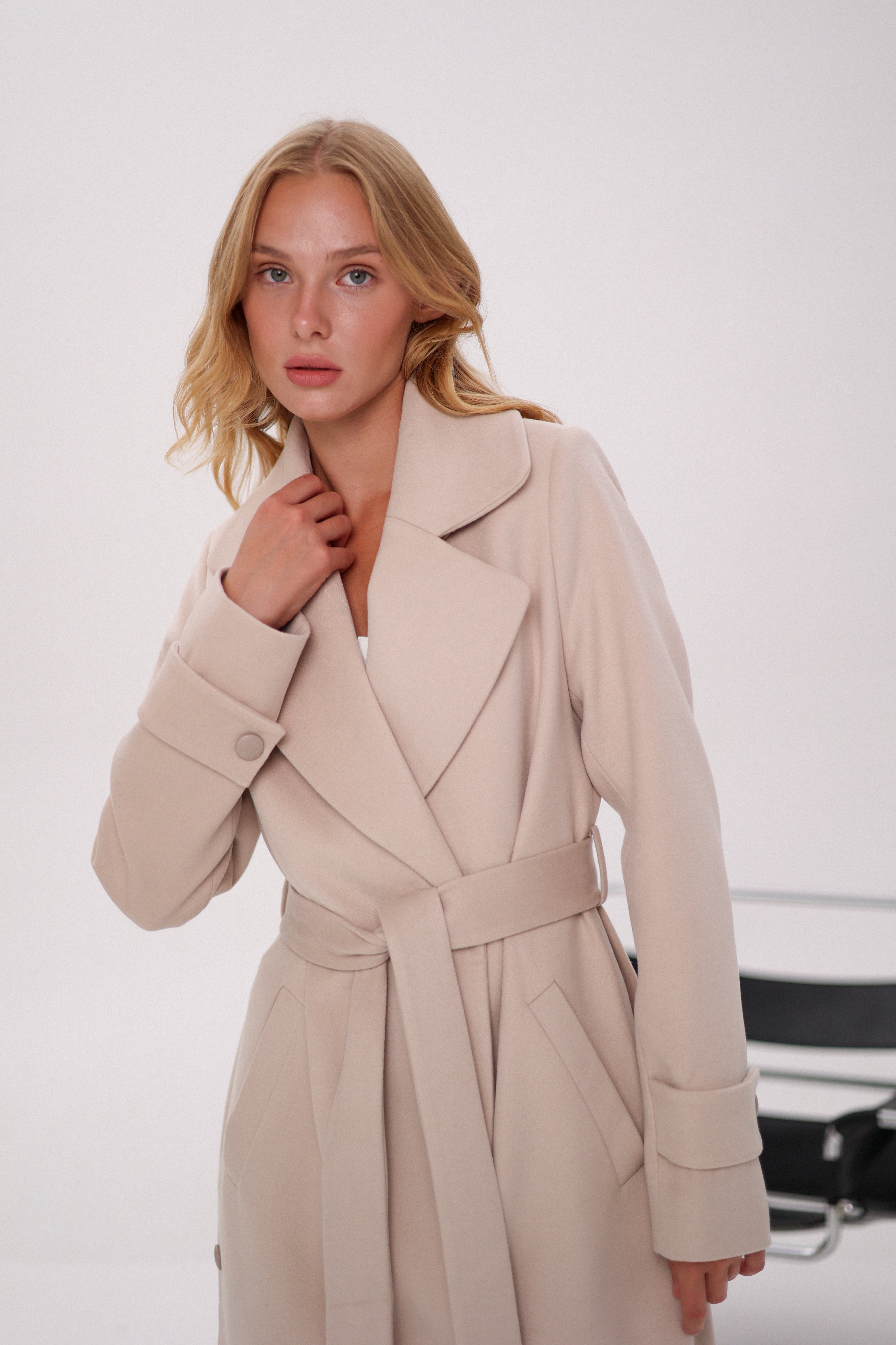 Camille Cashmere Blend Coat in Beige - SJB-DIAMOND ELITES