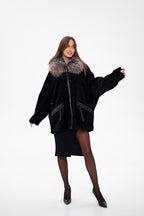 Palermo Genuine Astrakhan Silver Fox Trim Coat - SJB-DIAMOND ELITES