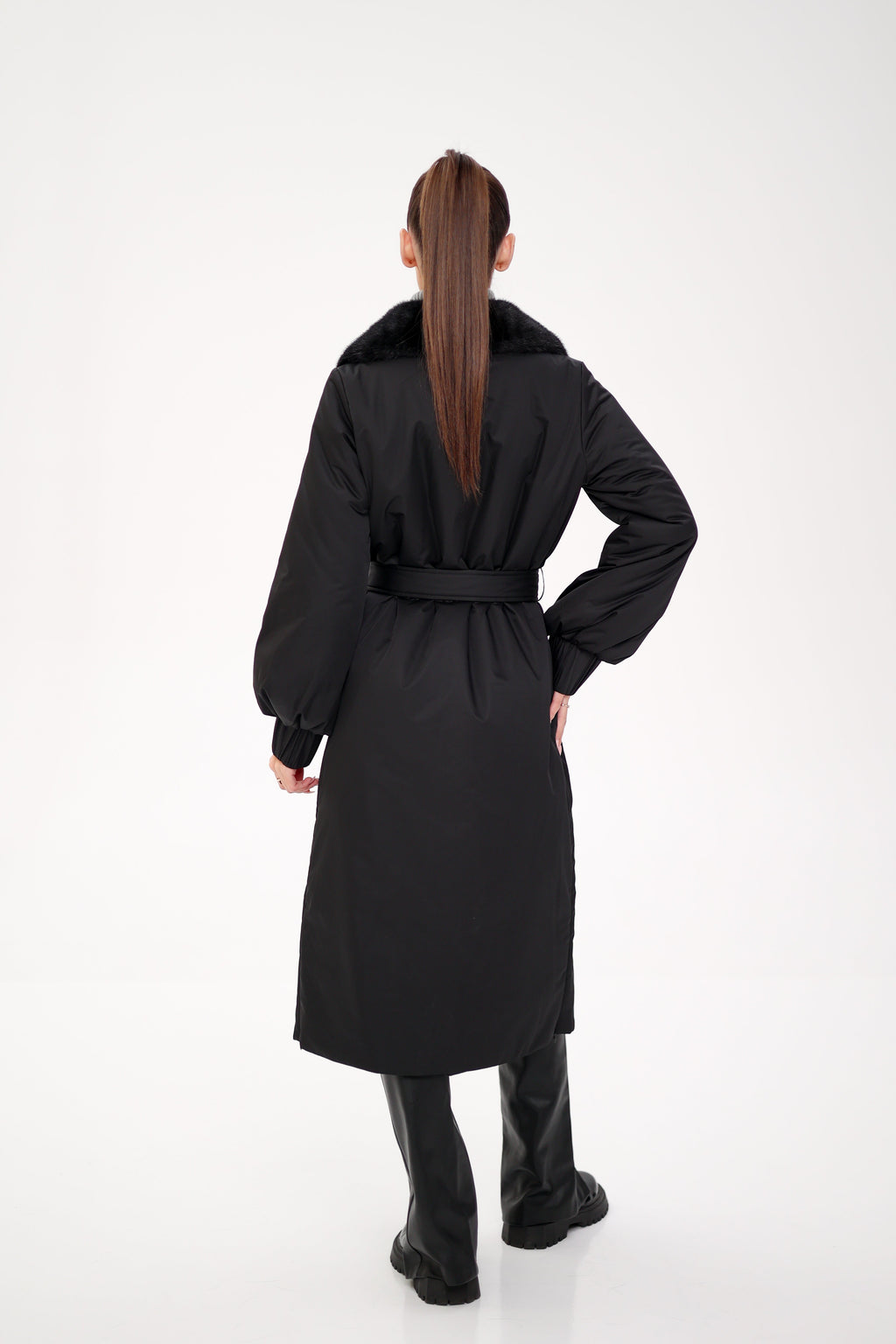 Genuine Mink Fur Real Python Leather Trim Coat - SJB-DIAMOND ELITES