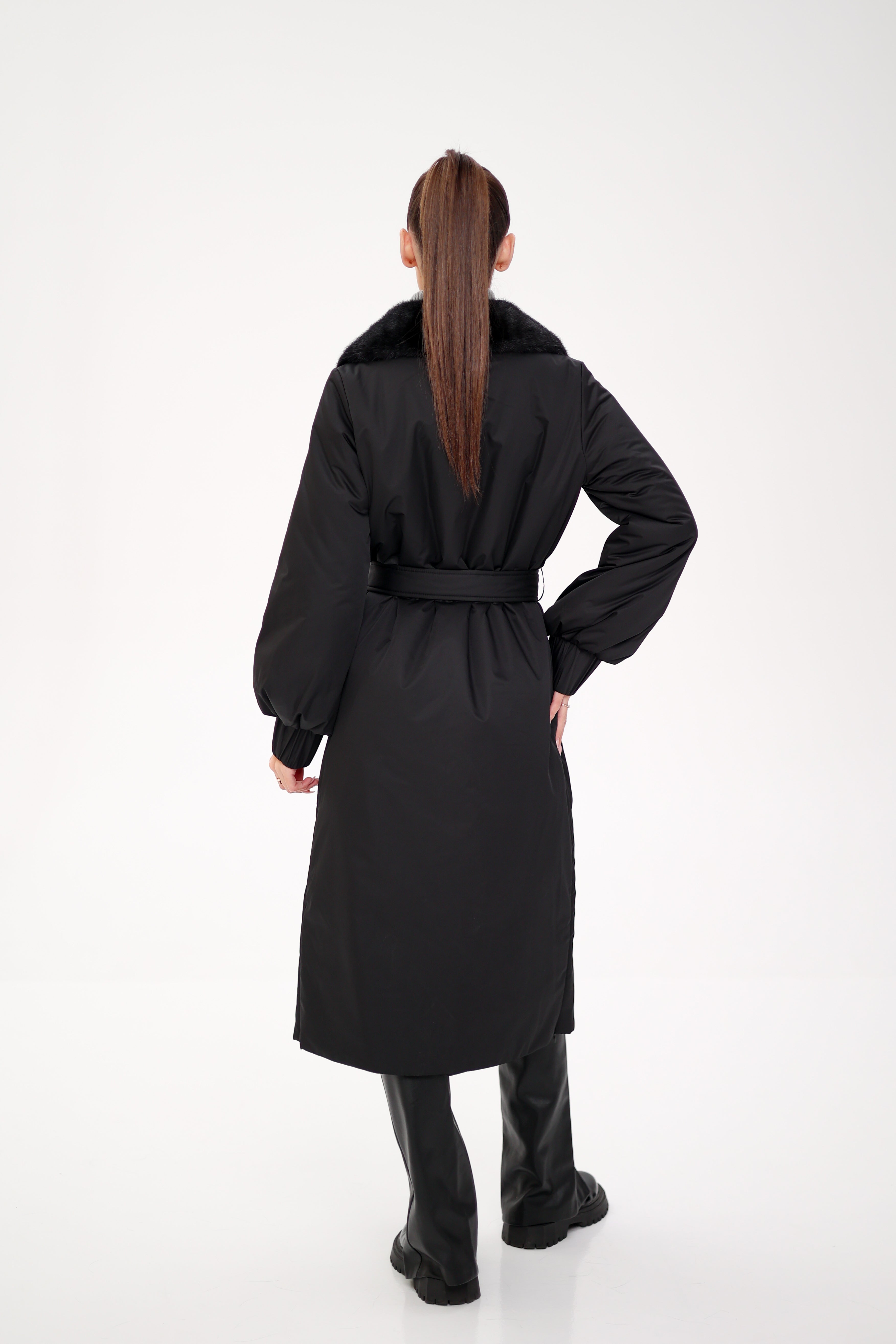 Genuine Mink Fur Real Python Leather Trim Coat - SJB-DIAMOND ELITES