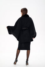 Genuine Scandinavian Mink Fur Double Face Wool Poncho - SJB-DIAMOND ELITES