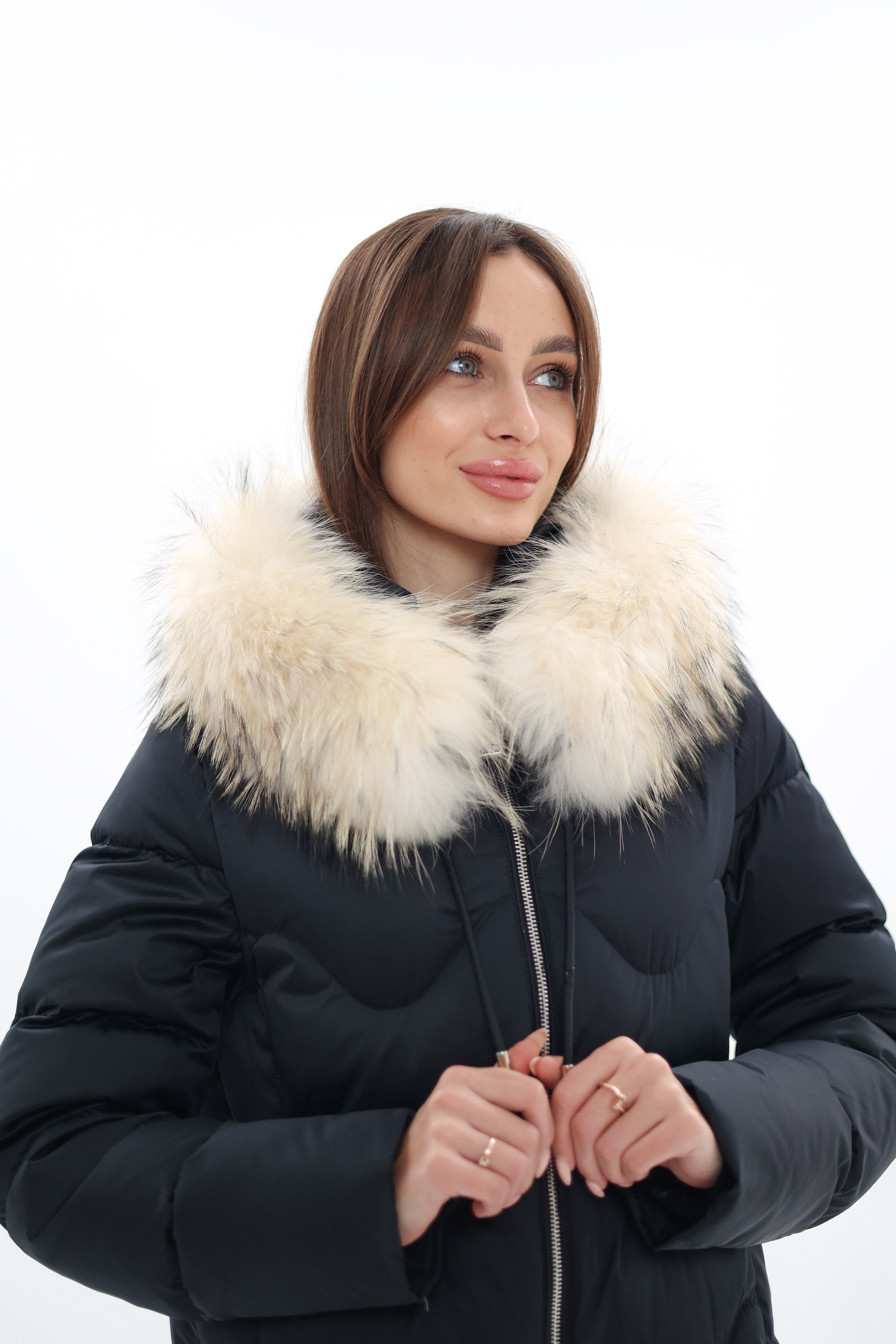 Genuine Fur Trim Down Fill Coat