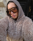 Faux Fur Coat with Leather Belt - SJB-DIAMOND ELITES
