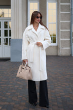 Eco Fur Wool Blend Coat in White - SJB-DIAMOND ELITES