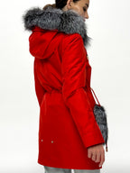 Roma Genuine Silver Fox Fur Rabbit Fur Insulated Parka in Red Alaska® Outerwear Company