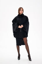 Genuine Scandinavian Mink Fur Double Face Wool Poncho - SJB-DIAMOND ELITES