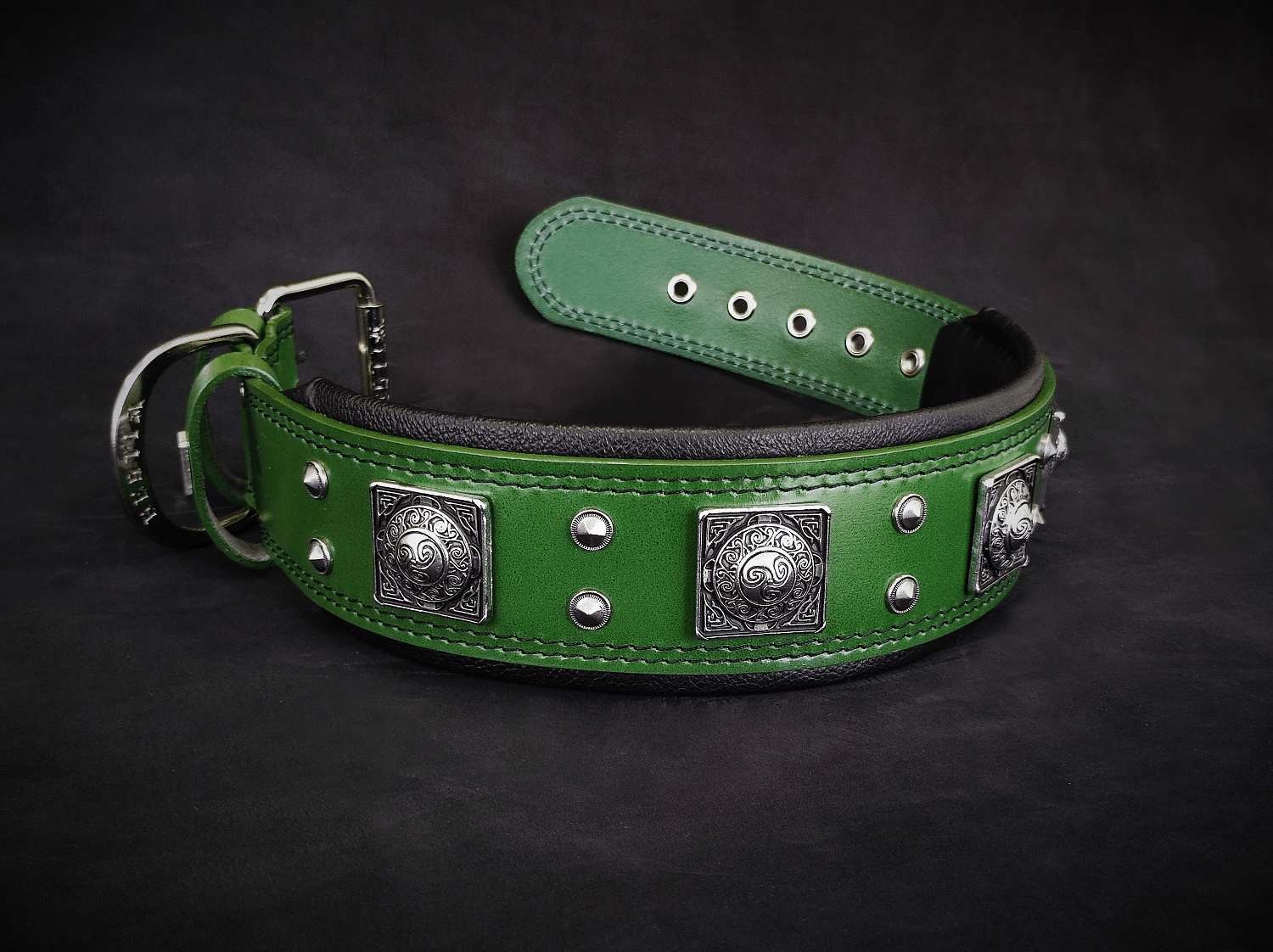 The "Eros" collar 2.5 inch wide Green - SJB-DIAMOND ELITES