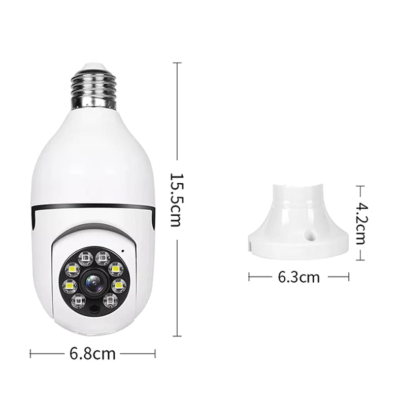 360° 1080P IP E27 Light Bulb Camera Wi-Fi IR Night Smart Home Wireless Security Pi-Mart