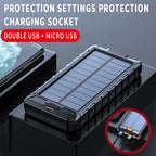 Solar Fast Charging Power Bank Portable 20000mAh Charger Waterproof Pi-Mart