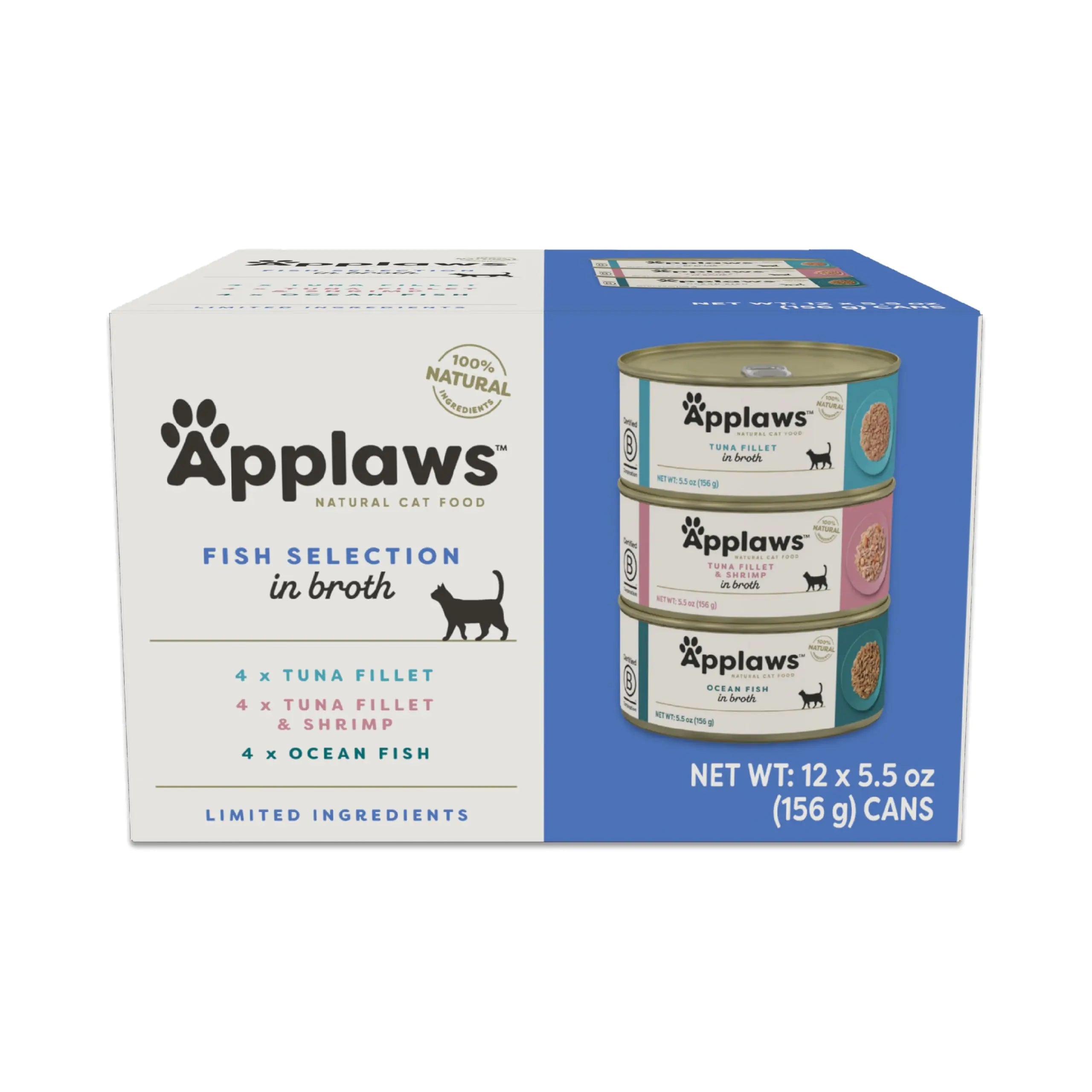 Applaws Natural Wet Cat Food in Broth Limited Ingredient Canned Wet Cat Food Cat Food Variety Pack Made with Natural Ingredients Fish Selection Variety Pack in Broth (12 x 5.5oz Cans) Lootquake LLC