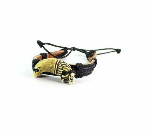Dragon Tooth Leather Bracelet Adjustable Tribal Handmade BandsCo Straps