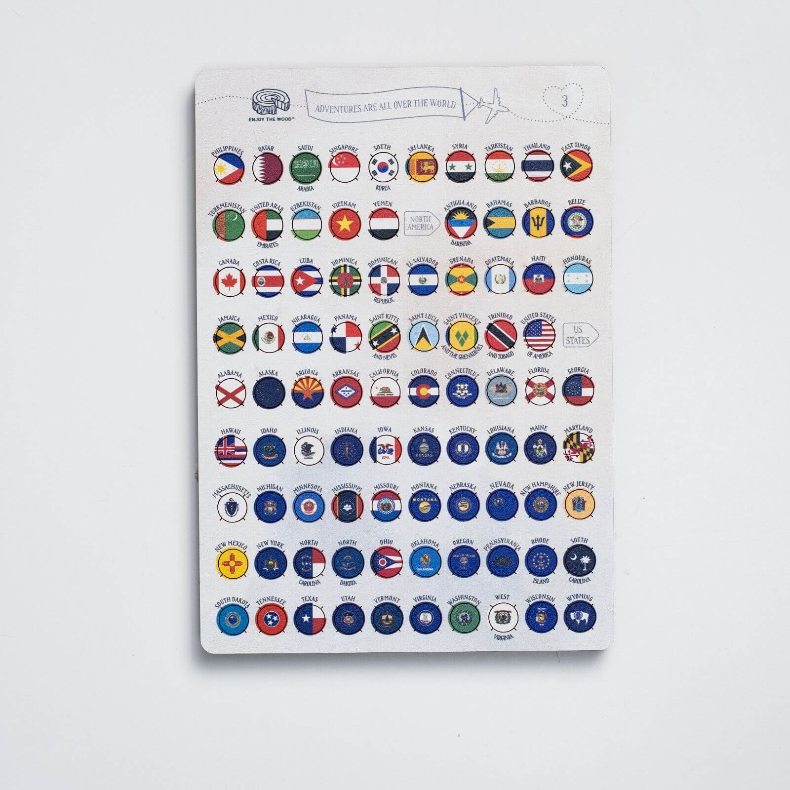 Wooden Flag Sticky Pins Enjoy The Wood