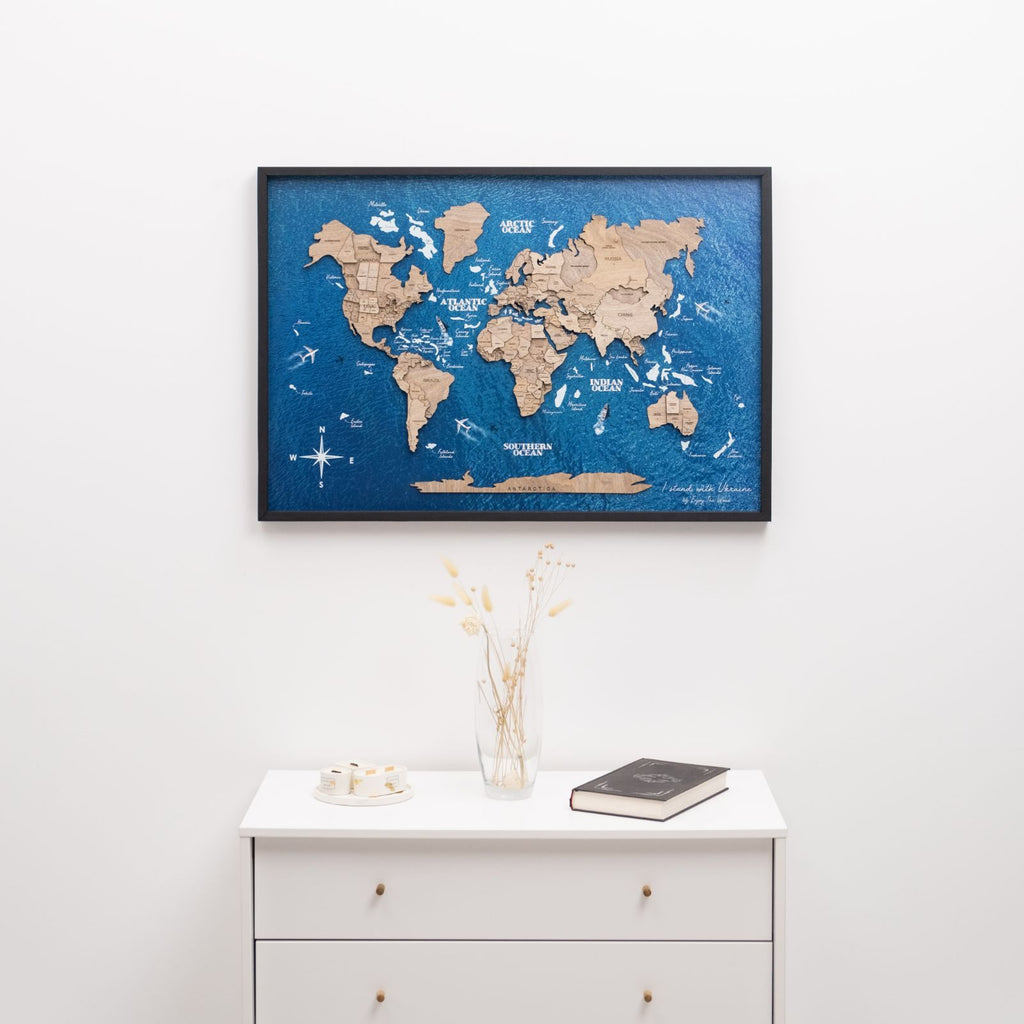 3D Wooden Panel World Map Terra Enjoy The Wood