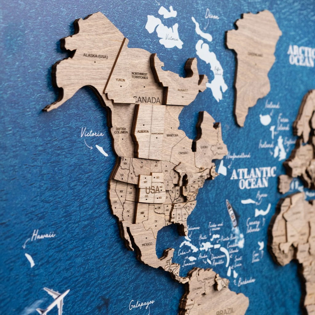 3D Wooden Panel World Map Terra Enjoy The Wood