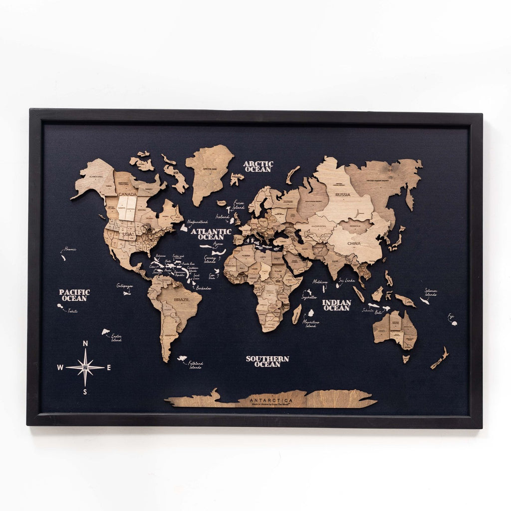 3D Wooden Panel World Map Terra Enjoy The Wood