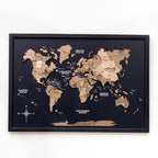 3D Wooden Panel World Map Terra Enjoy The Wood