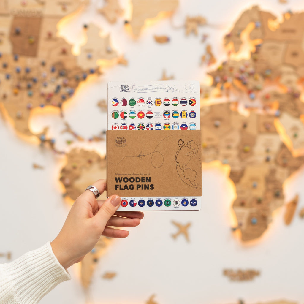 Wooden Flag Sticky Pins Enjoy The Wood
