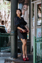 Black Lusso Wrap Dress Purplish Diva