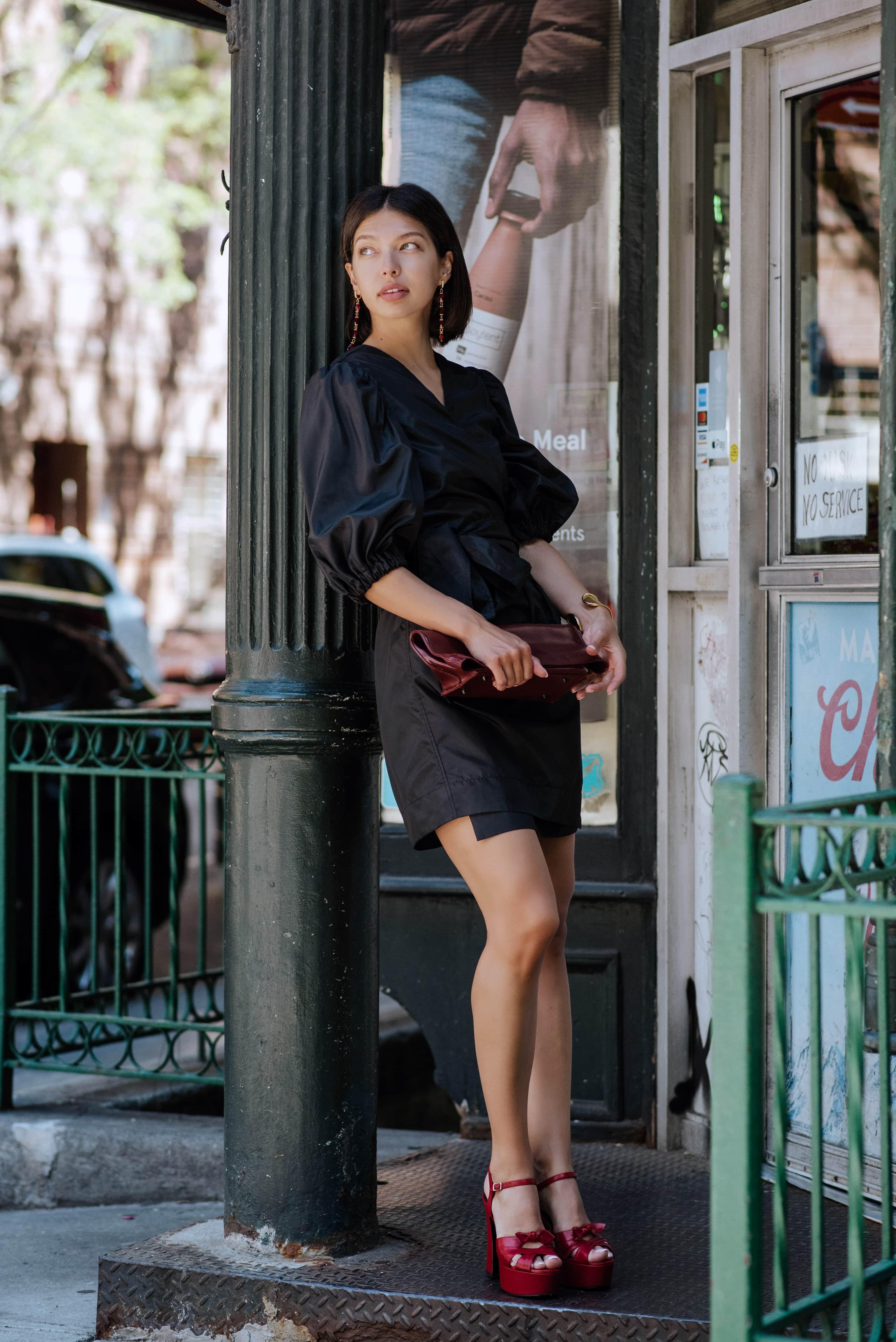 Black Lusso Wrap Dress Purplish Diva