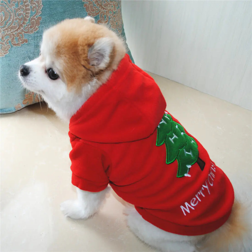 Thick Fluffy Hooded Jacket for Puppies - Christmas Style Pi-Mart