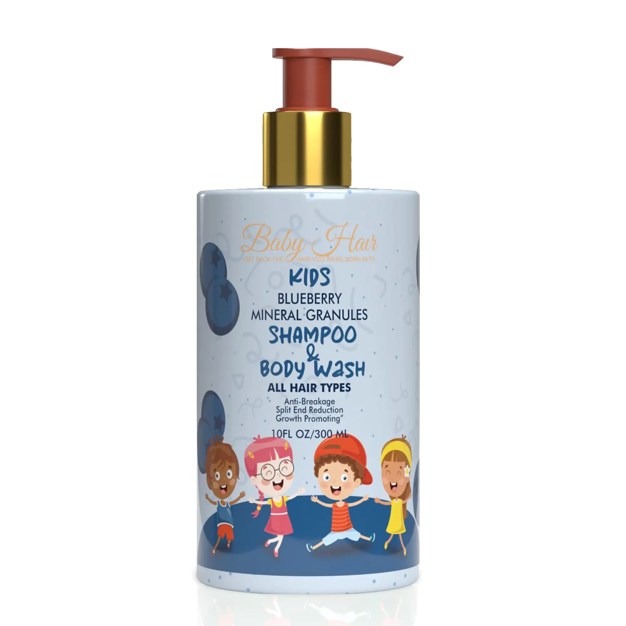 BABY HAIR - Blueberry Mineral Kids Shampoo/Body Wash Sulfate-Free Kids Tearless Shampoo and Body Wash Shampoo For Kids with Blueberry & Strawberry Oil and Aloe Vera No Tears Shampoo 10 fl.oz. Lootquake LLC