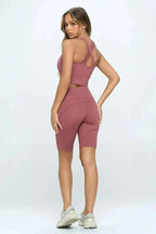 Crisscross Sports Bra & Biker Shorts Set | Femstylo