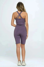 Crisscross Sports Bra & Biker Shorts Set | Femstylo