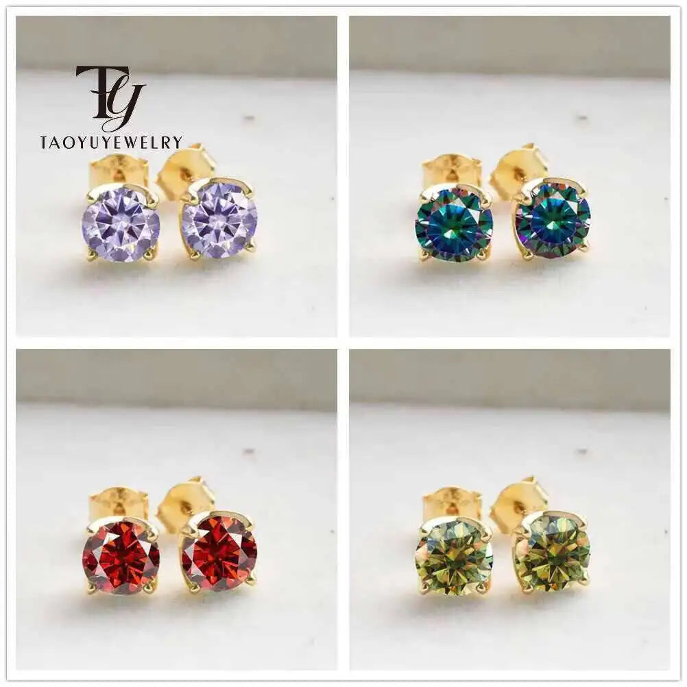 D Color Moissanite Stud Earrings 925 Sterling Silver 18K Gold Plated for Women BandsCo Straps
