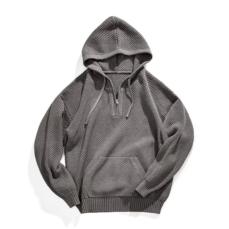 Casual Knit Sweater Half-Zip Essentials Hoodies Pi-Mart