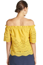 Marigold Daisy Top - Double layer off the shoulder cotton eyelet top - SJB-DIAMOND ELITES