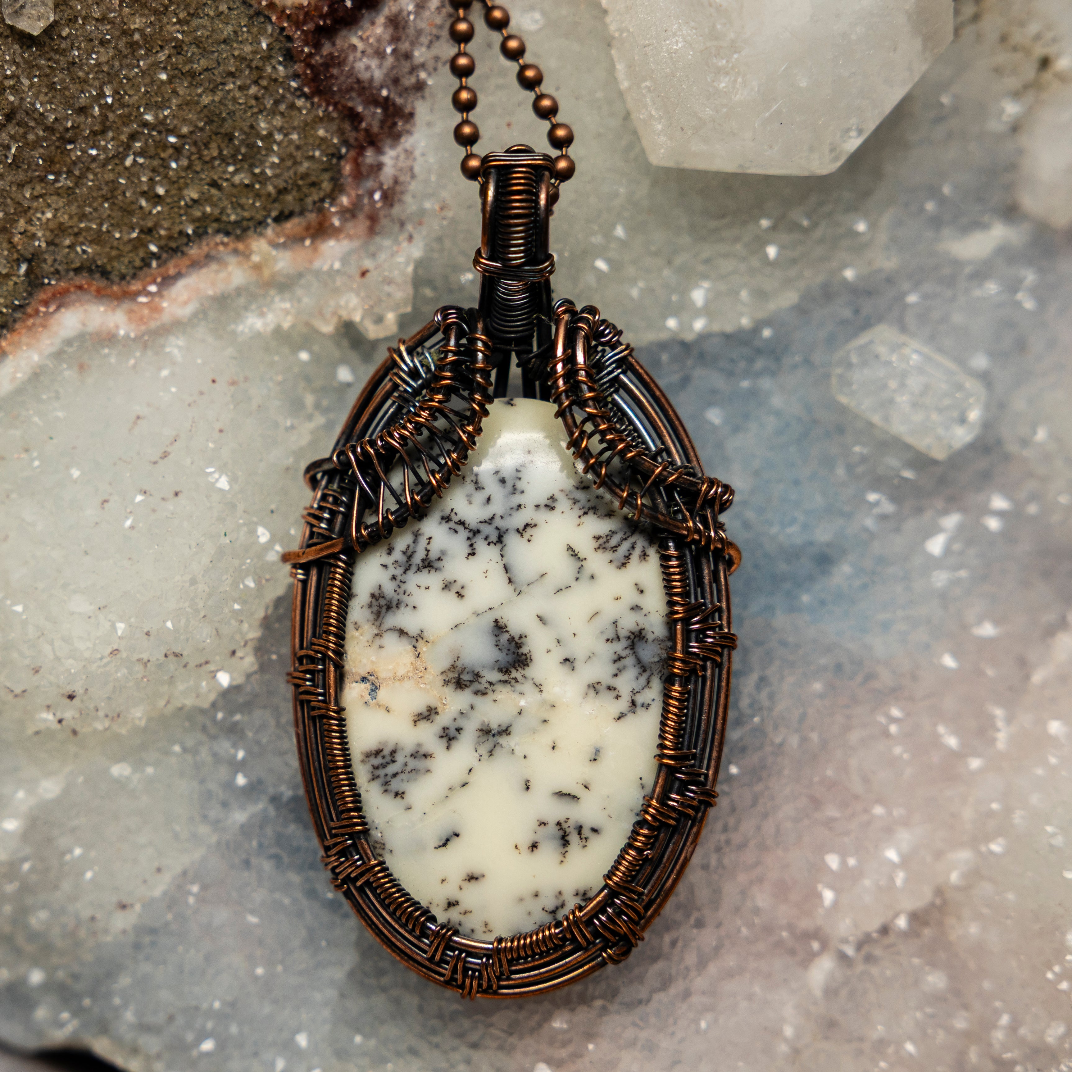 Dendritic Agate Wire Wrap Crystal Pendant - SJB-DIAMOND ELITES