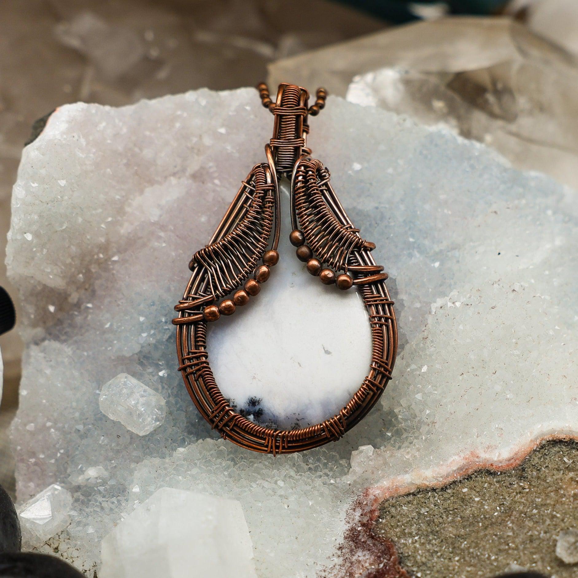 Dendritic Agate Wire Wrap Crystal Pendant - SJB-DIAMOND ELITES
