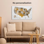 Wooden Canvas USA Map - Desert