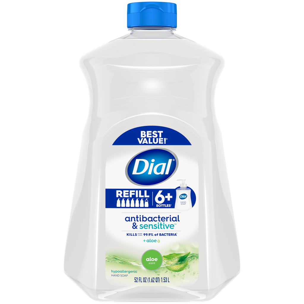 Dial Antibacterial Liquid Hand Soap Refill, Aloe Scent, 52 Ounce