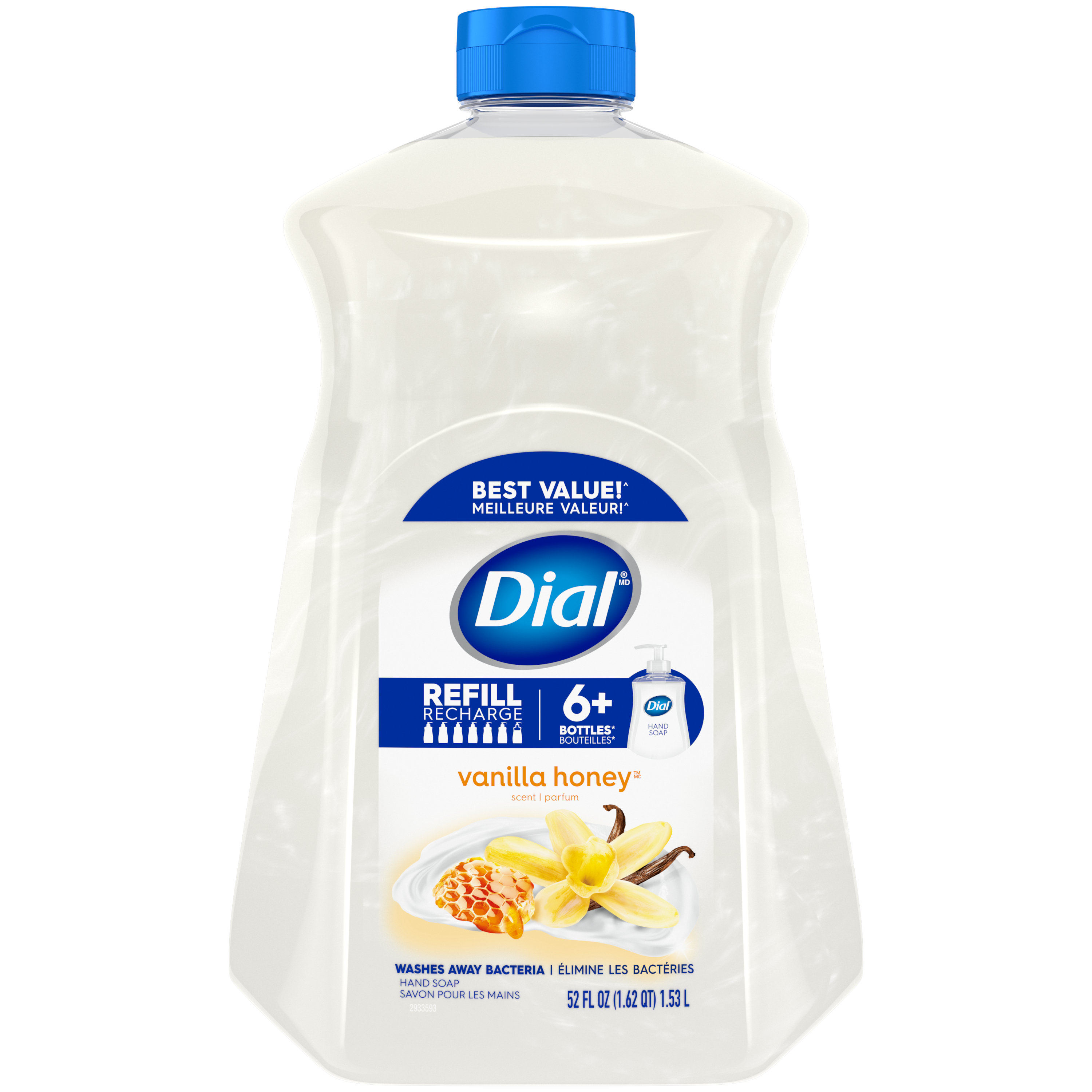 Dial Liquid Hand Soap Refill, Vanilla & Honey, 52 Ounce