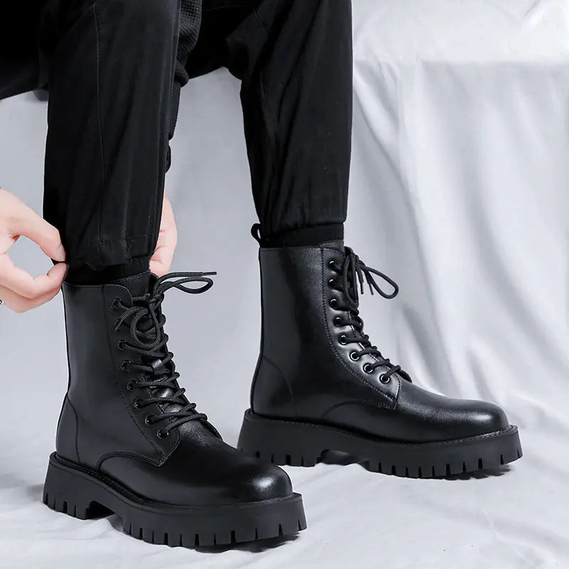 Men's Chelsea Ankle Boots - High-Top Leather Martin Boot Pi-Mart