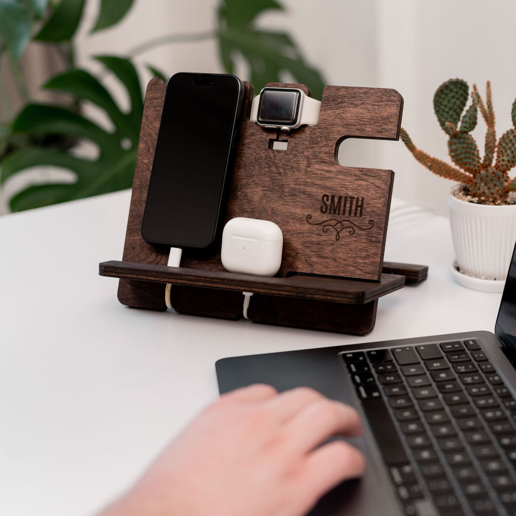 Wooden Docking Station – Personalized Gift for Him - SJB-DIAMOND ELITES
