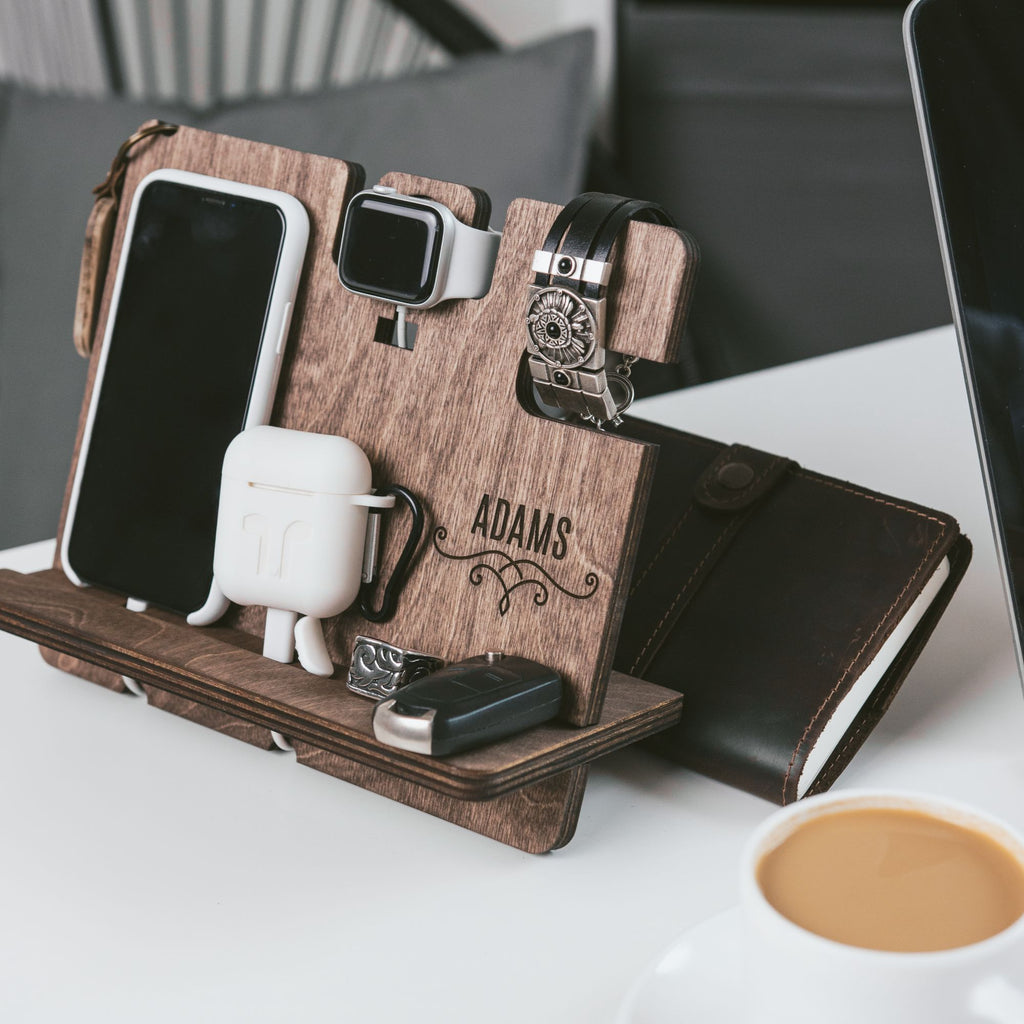 Wooden Docking Station – Personalized Gift for Him - SJB-DIAMOND ELITES