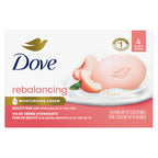 Dove Beauty Bar Soap for Women Rebalancing White Peach & Rice Milk All Skin, 3.75 oz 4 Bars