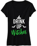 DRINK UP WITCHES Halloween Shirt with Green Glitter Print Femstylo